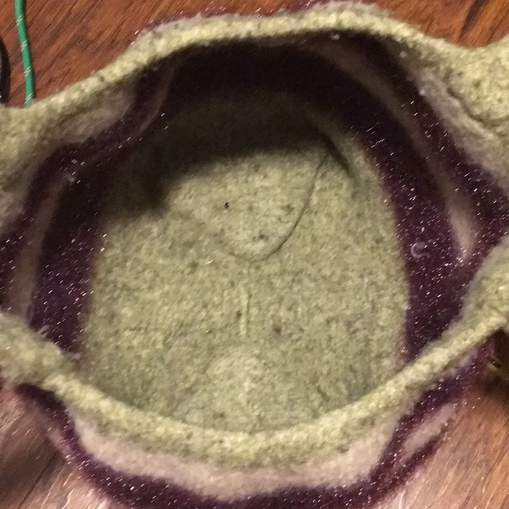 Chic Green, Gray, and Shimmering Purple Tightly Knit Bag